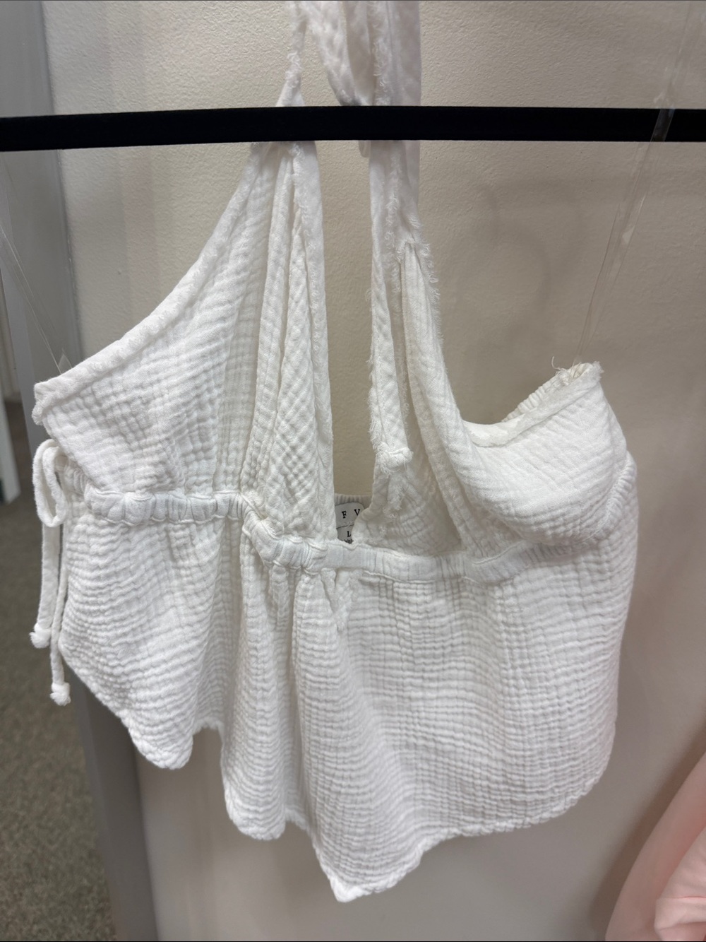 HYFVE White Gauze Halter Crop Camisole